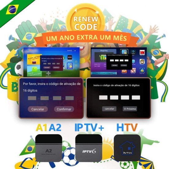 IPTV6 IPTV 6 TV Box Renewal Activation Code Brazil brasil IPTV 5 6 6 Plus Subscription 16-Digit Renew Code for One Year - Click Image to Close
